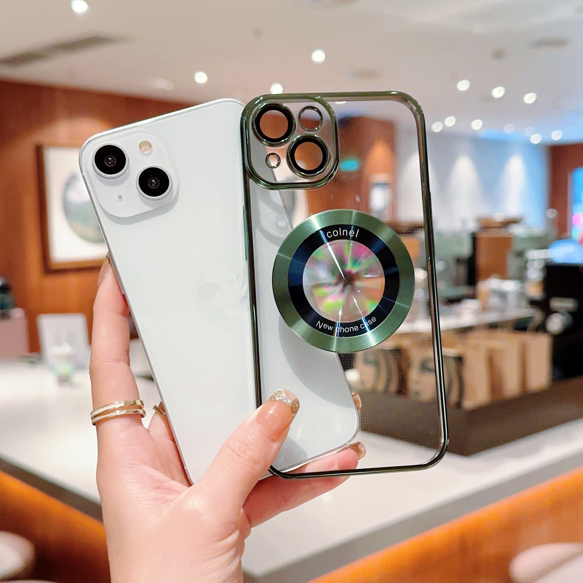 For iPhone 14 Clear PC Electroplating Phone Case Acrylic Magnifier Logo View Magnetic Cover For iPhone 14 Clear PC Electroplating Phone Case Acrylic Magnifier Logo View Magnetic Cover